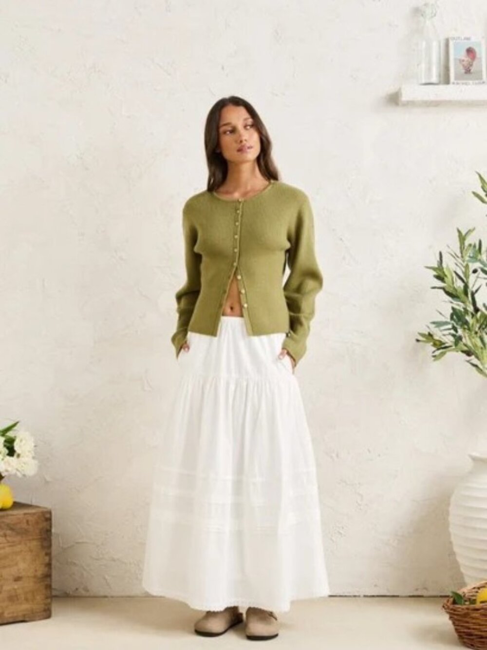 Rhythm White Solene Ruffle Skirt – Size Small